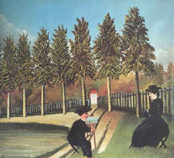 Painter And Model 1900 1905 Oil Painting by Henri Julien Rousseau