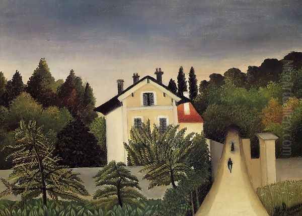 Landscape On The Banks Of The Oise Area Of Chaponval Oil Painting by Henri Julien Rousseau