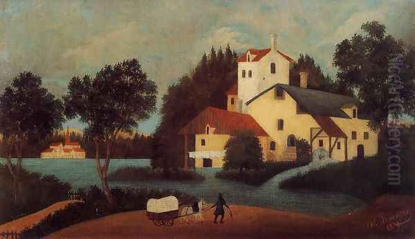 Wagon in Front of the Mill Oil Painting by Henri Julien Rousseau