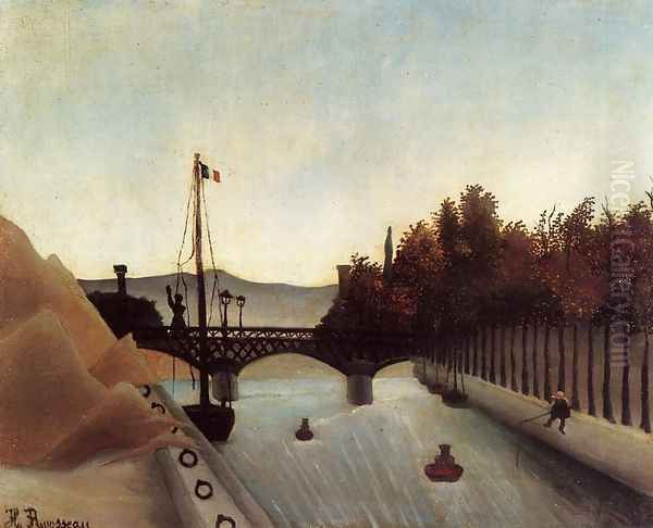 Footbridge at Passy Oil Painting by Henri Julien Rousseau