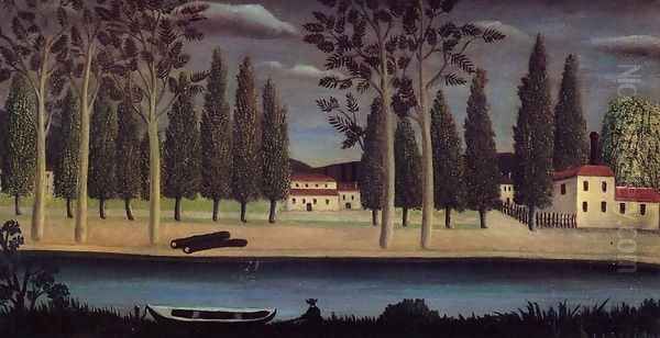 River Bank Oil Painting by Henri Julien Rousseau