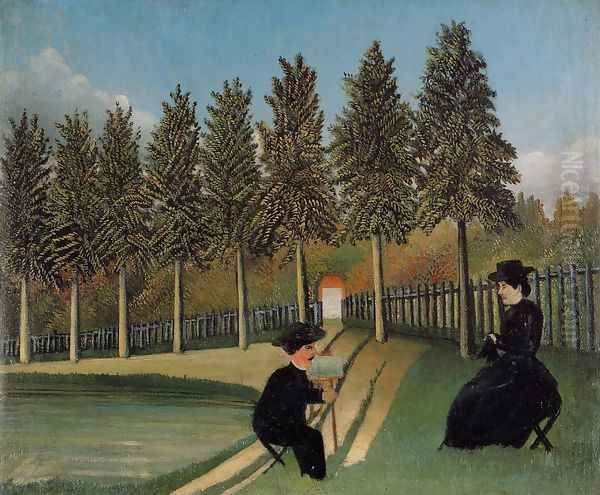 The Painter and His Wife Oil Painting by Henri Julien Rousseau