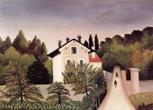 House on the Outskirts of Paris Oil Painting by Henri Julien Rousseau