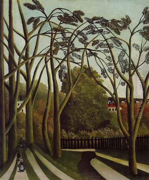 Landscape on the Banks of the Bievre at Becetre, Spring Oil Painting by Henri Julien Rousseau