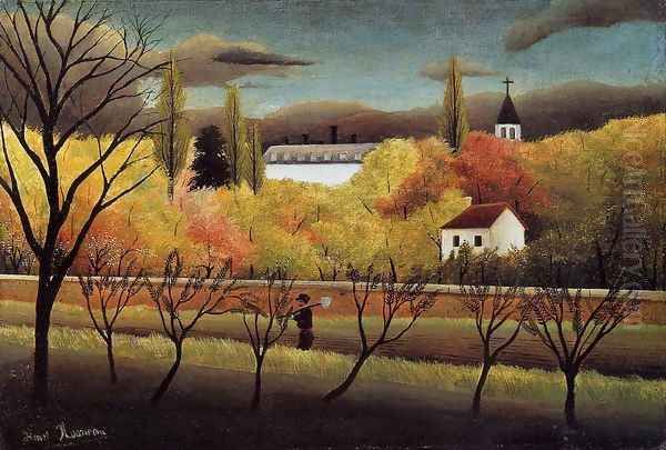 Landscape with Farmer Oil Painting by Henri Julien Rousseau