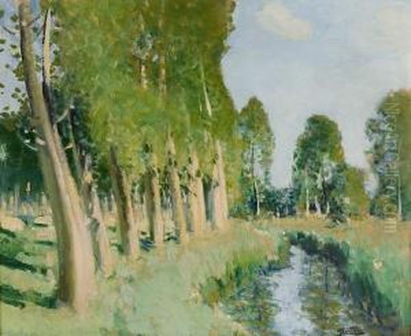 Les Bords Du Loing Oil Painting by Pierre Eugene Montezin