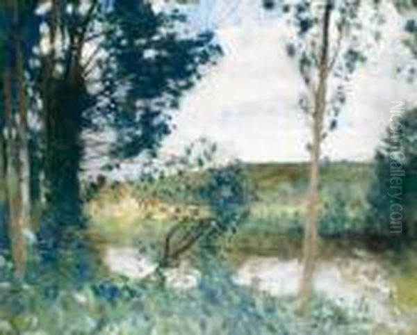 Bord De Riviere Oil Painting by Pierre Eugene Montezin