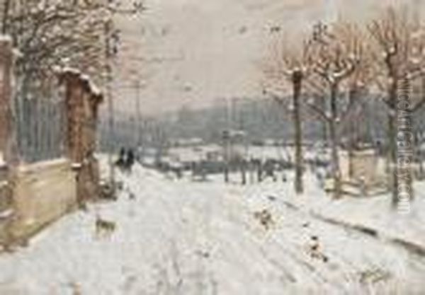 Paysage De Neige Oil Painting by Pierre Eugene Montezin