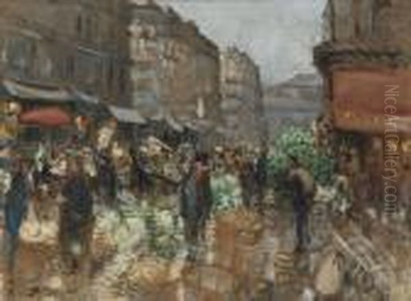 Les Anciennes Halles Oil Painting by Pierre Eugene Montezin