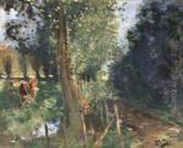 Troupeau Au Paturage Oil Painting by Pierre Eugene Montezin