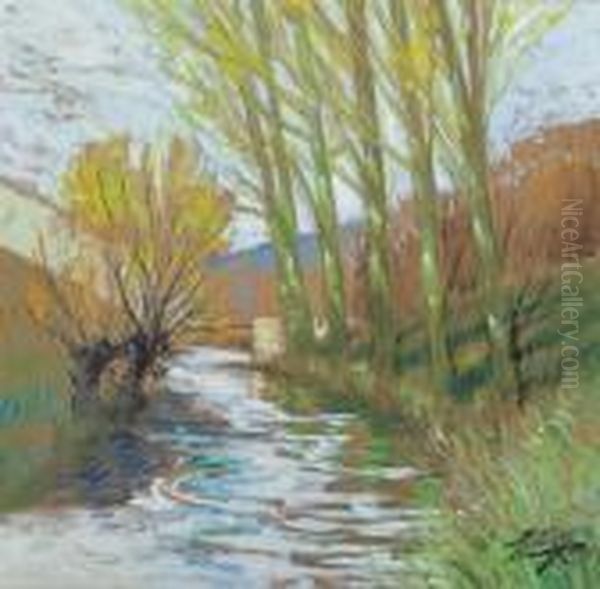 Riviere En Sous-bois Oil Painting by Pierre Eugene Montezin