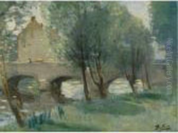 Le Pont Oil Painting by Pierre Eugene Montezin