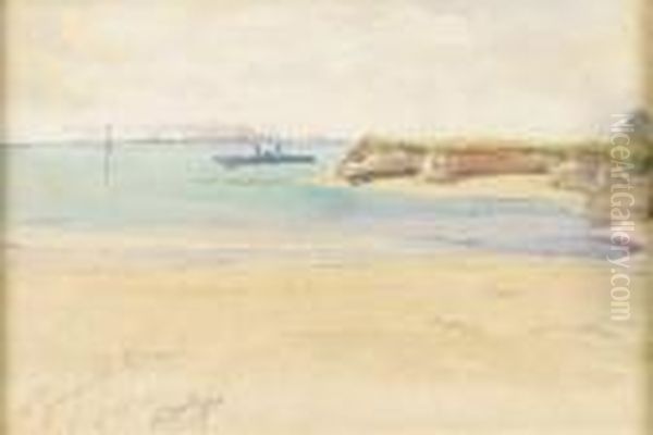 La Plage A Saint Georges, Royan Oil Painting by Pierre Eugene Montezin