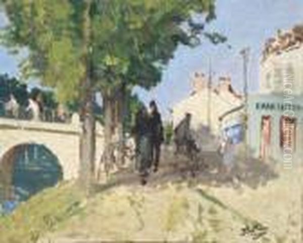 Le Pont De Saint Mammes Oil Painting by Pierre Eugene Montezin