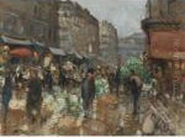 Les Anciennes Halles Oil Painting by Pierre Eugene Montezin