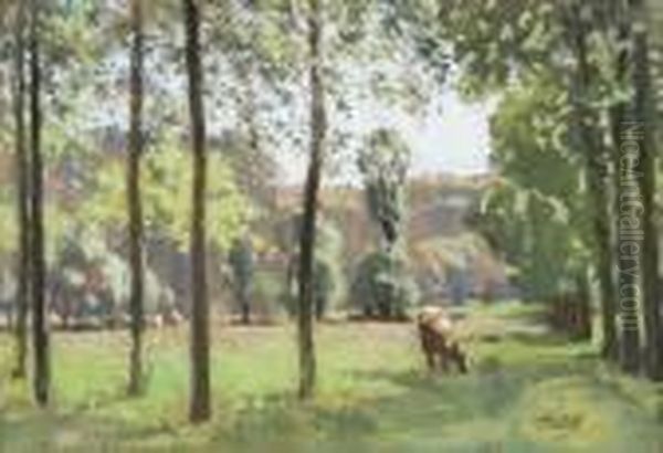 Vaches Dans Une Pature Oil Painting by Pierre Eugene Montezin