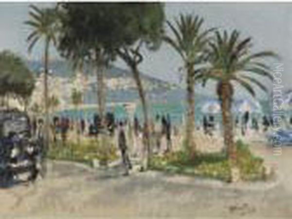 La Promenade Des Anglais, Nice Oil Painting by Pierre Eugene Montezin