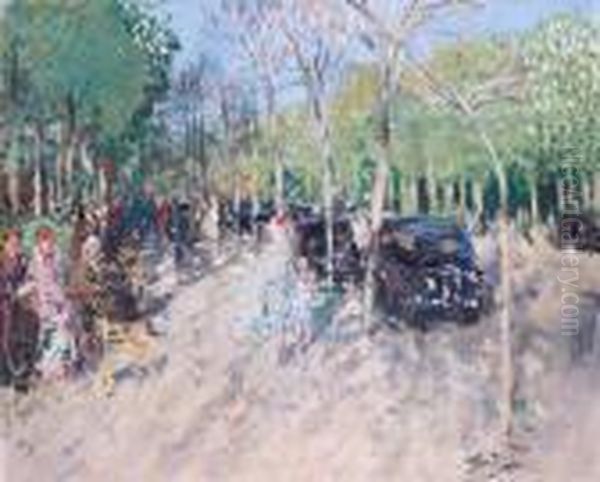 Printemps Au Bois De Boulogne Oil Painting by Pierre Eugene Montezin