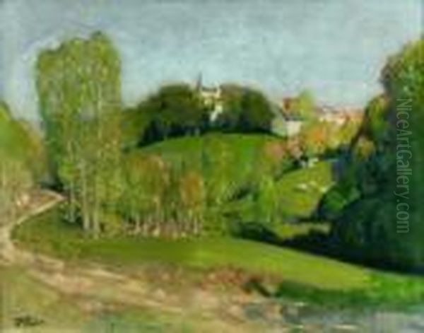 Village Sur La Colline Oil Painting by Pierre Eugene Montezin