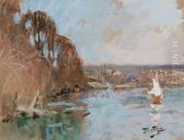 Le Lac Oil Painting by Pierre Eugene Montezin