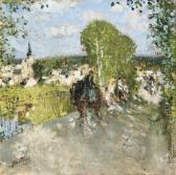 Promenade En Cariole A La Campagne by Pierre Eugene Montezin