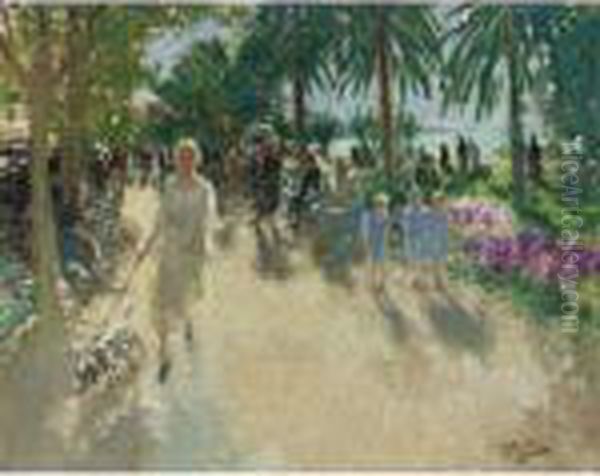 La Croisette, Cannes Oil Painting by Pierre Eugene Montezin