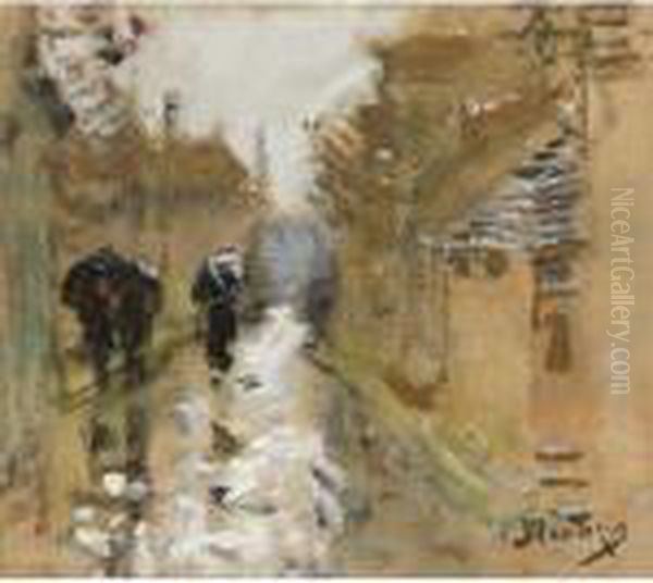 Sous La Pluie Oil Painting by Pierre Eugene Montezin