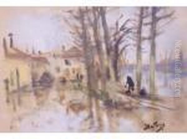 Quais Animes Oil Painting by Pierre Eugene Montezin