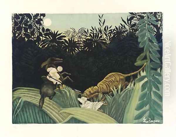 Chasse au Tigre (Ginestet and Pouillon 641) Oil Painting by Henri Julien Rousseau