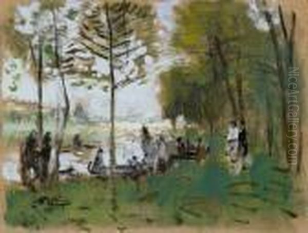 Bord De Riviere Oil Painting by Pierre Eugene Montezin