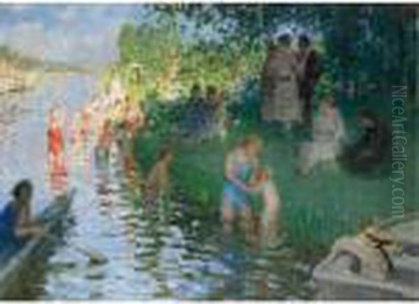 La Baignade Oil Painting by Pierre Eugene Montezin