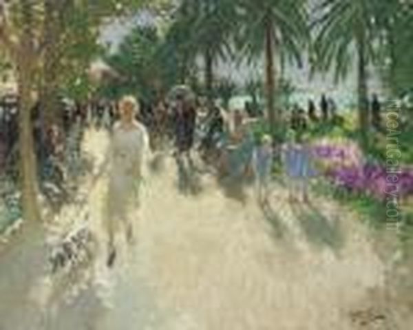 La Croisette, Cannes Oil Painting by Pierre Eugene Montezin