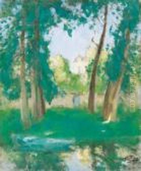 Chateau Derriere Les Arbres Oil Painting by Pierre Eugene Montezin