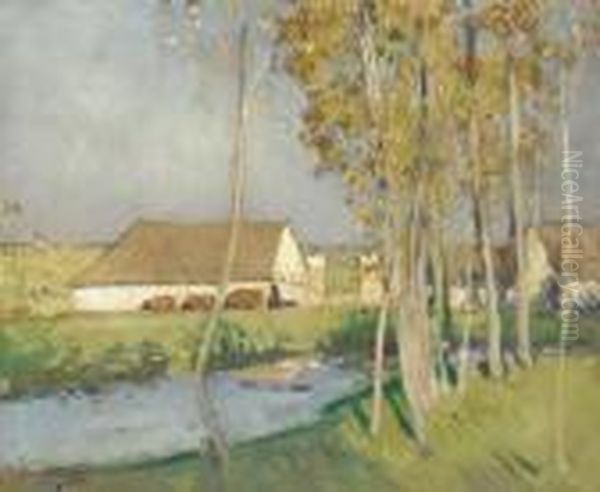 La Ferme Pres Du Ruisseau by Pierre Eugene Montezin