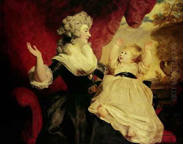 Georgiana, Duchess of Devonshire and her Daughter, Lady Georgiana Cavendish, 1784-86 Oil Painting by Sir Joshua Reynolds