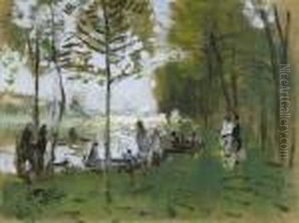 Bord De Riviere. Oil Painting by Pierre Eugene Montezin