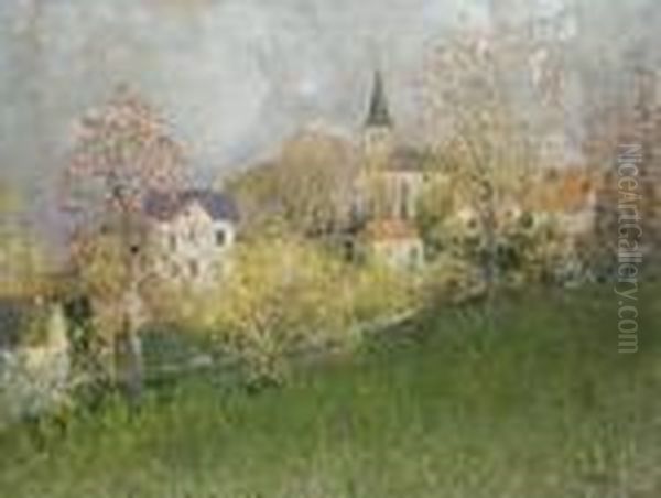 Paysage, Vue De L'eglise Oil Painting by Pierre Eugene Montezin