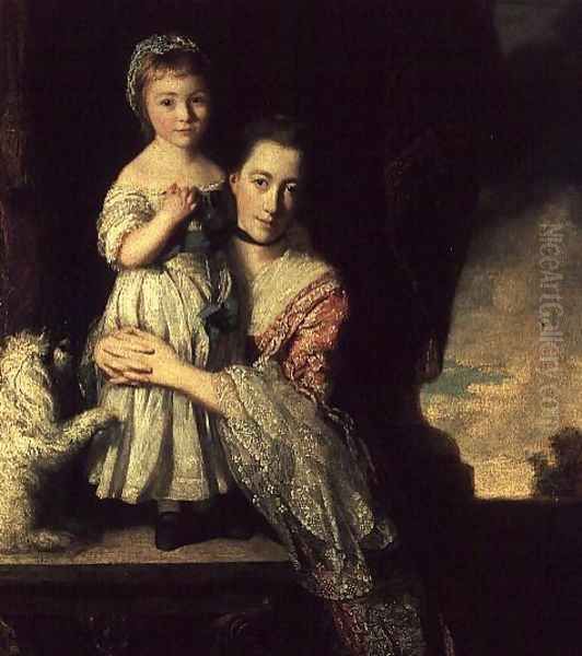 Georgiana, Countess Spencer with Lady Georgiana Spencer, 1759-61 Oil Painting by Sir Joshua Reynolds