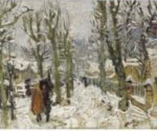 Paysage De Neige Oil Painting by Pierre Eugene Montezin