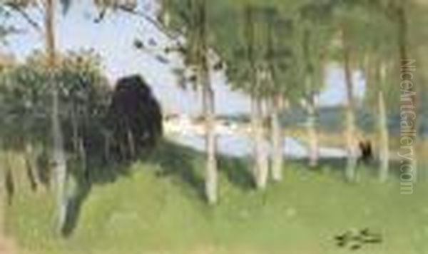 L'etang A Veneux-les-sablons Oil Painting by Pierre Eugene Montezin