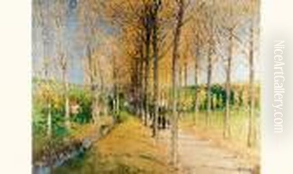 L'allee Des Peupliers Oil Painting by Pierre Eugene Montezin