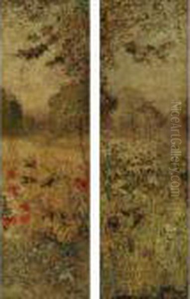 L'automne Et Le Printemps: A Pair Of Paintings Oil Painting by Pierre Eugene Montezin