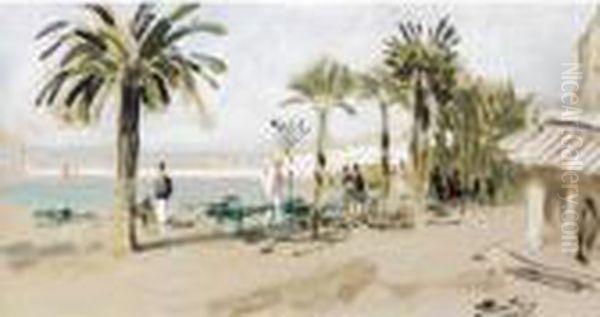 Cannes, La Croisette Oil Painting by Pierre Eugene Montezin