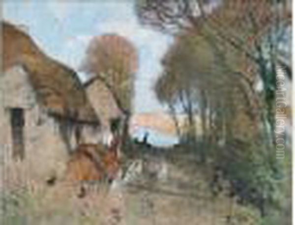 Maisons A Labonde Oil Painting by Pierre Eugene Montezin