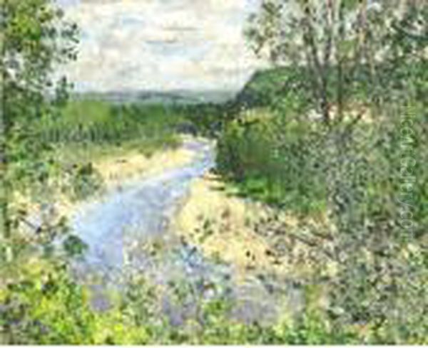 Vue Dominante Sur La Riviere Oil Painting by Pierre Eugene Montezin