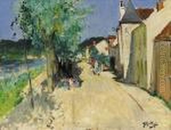 ''quai A' St. Mammes'' Oil Painting by Pierre Eugene Montezin