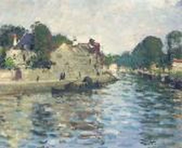 Bord De Seine Oil Painting by Pierre Eugene Montezin