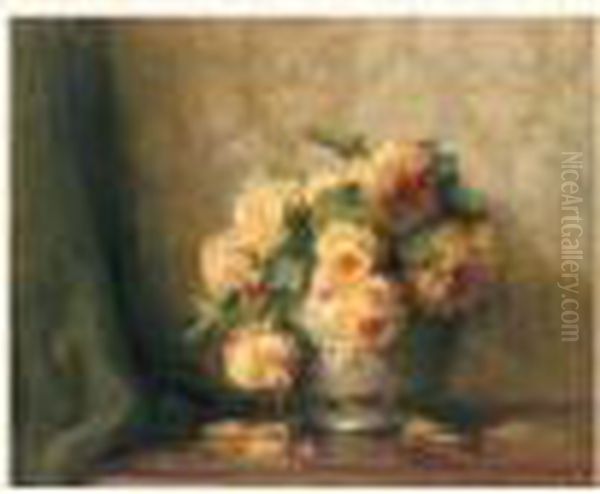 Bouquet De Roses Oil Painting by Pierre Eugene Montezin