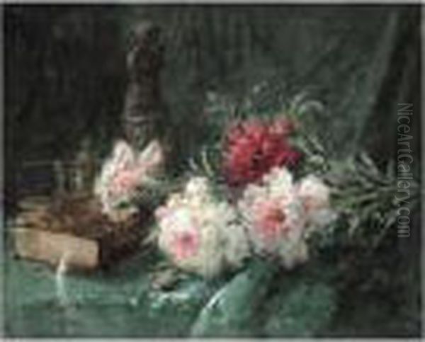 Nature Morte Aux Oeillets Oil Painting by Pierre Eugene Montezin