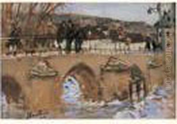 Pont De Moret Oil Painting by Pierre Eugene Montezin